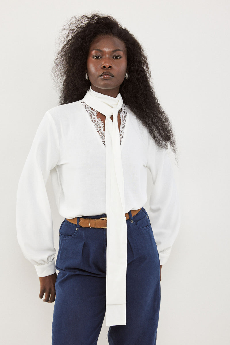 🧦 Autumn/Winter 2025/2026 - Muse blouse- White Boudoir Scarf Blouse