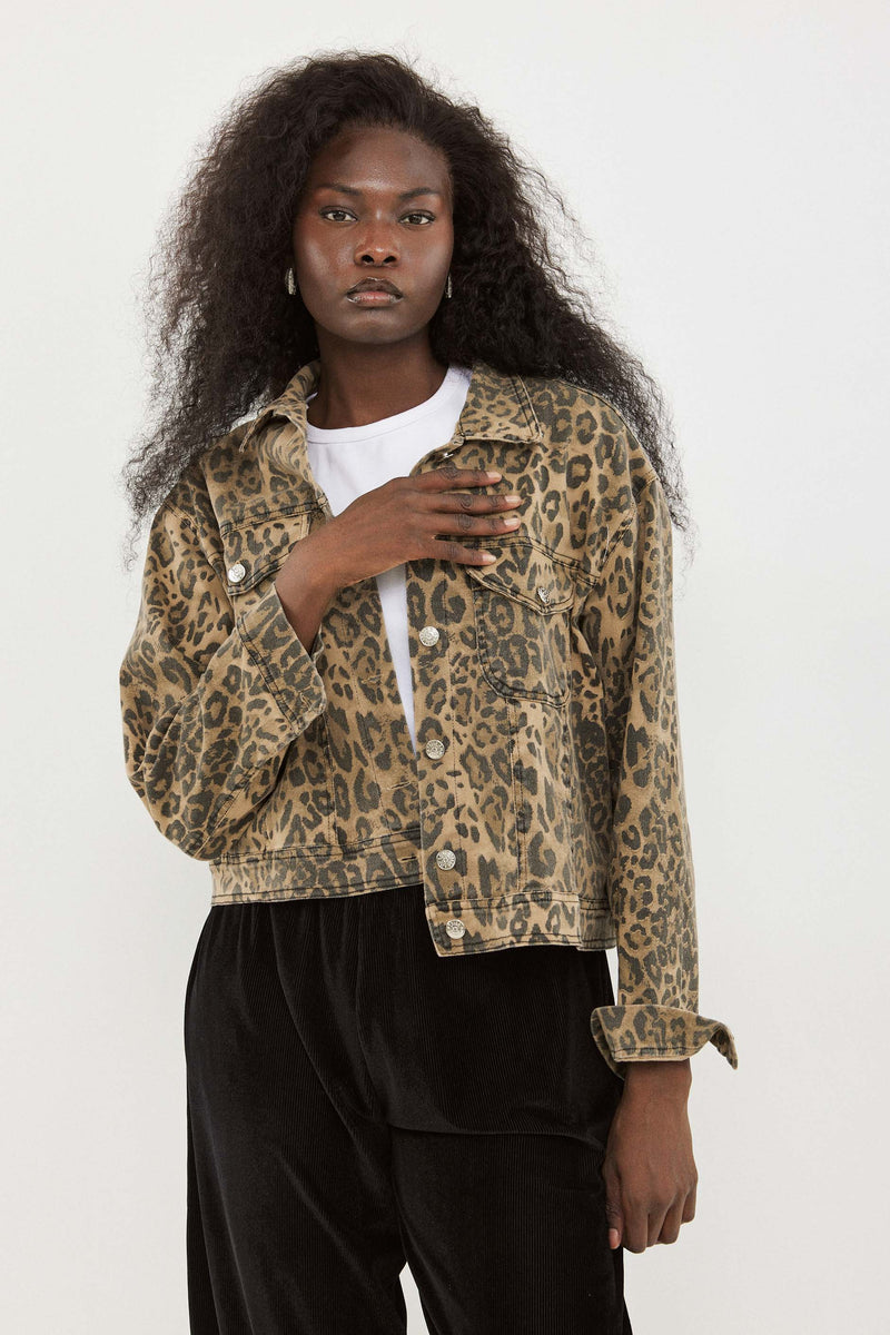 🧦Autumn/Winter 2025/2026  - JAMIE - Denim jacket - distressed leopard