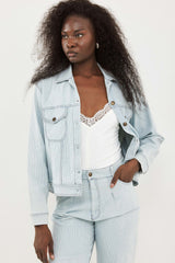 🧦Autumn/Winter 2025/2026  - JAMIE - Denim jacket - נוטה להיות קטן ביחס לג׳יימי הרגיל- Denim & stripes. is there any better match?