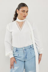 🧦 Autumn/Winter 2025/2026 - Muse blouse- White Boudoir Scarf Blouse