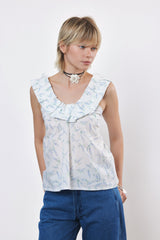 ⛵️Spring/Summer 2025 - Helena- Ruffle-Trim Sleeveless Top- White lavender
