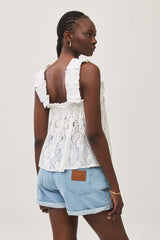 ⛵️Spring/Summer 2025 - Helena- Ruffle-Trim Sleeveless Top- White lace