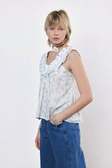⛵️Spring/Summer 2025 - Helena- Ruffle-Trim Sleeveless Top- White lavender