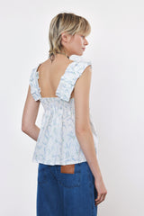 ⛵️Spring/Summer 2025 - Helena- Ruffle-Trim Sleeveless Top- White lavender