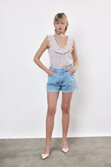 ⛵️Spring/Summer 2025 - Helena- Ruffle-Trim Sleeveless Top- Ice cream. 🍧