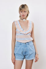 ⛵️Spring/Summer 2025 - Helena- Ruffle-Trim Sleeveless Top- Ice cream. 🍧