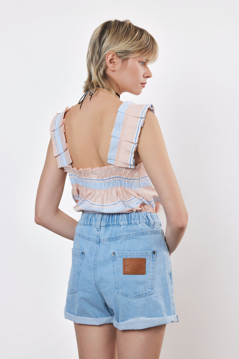 ⛵️Spring/Summer 2025 - Helena- Ruffle-Trim Sleeveless Top- Ice cream. 🍧
