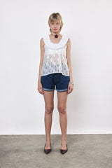 ⛵️Spring/Summer 2025 - Helena- Ruffle-Trim Sleeveless Top- White lace