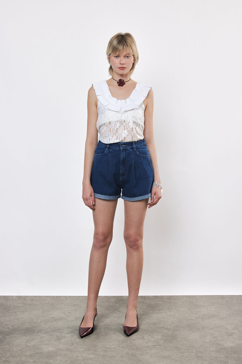 ⛵️Spring/Summer 2025 - Helena- Ruffle-Trim Sleeveless Top- White lace