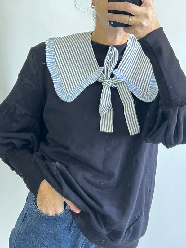 Collar - Striped - with Pale Blue ruffle