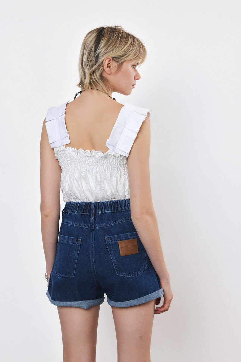⛵️Spring/Summer 2025 - Helena- Ruffle-Trim Sleeveless Top- White lace