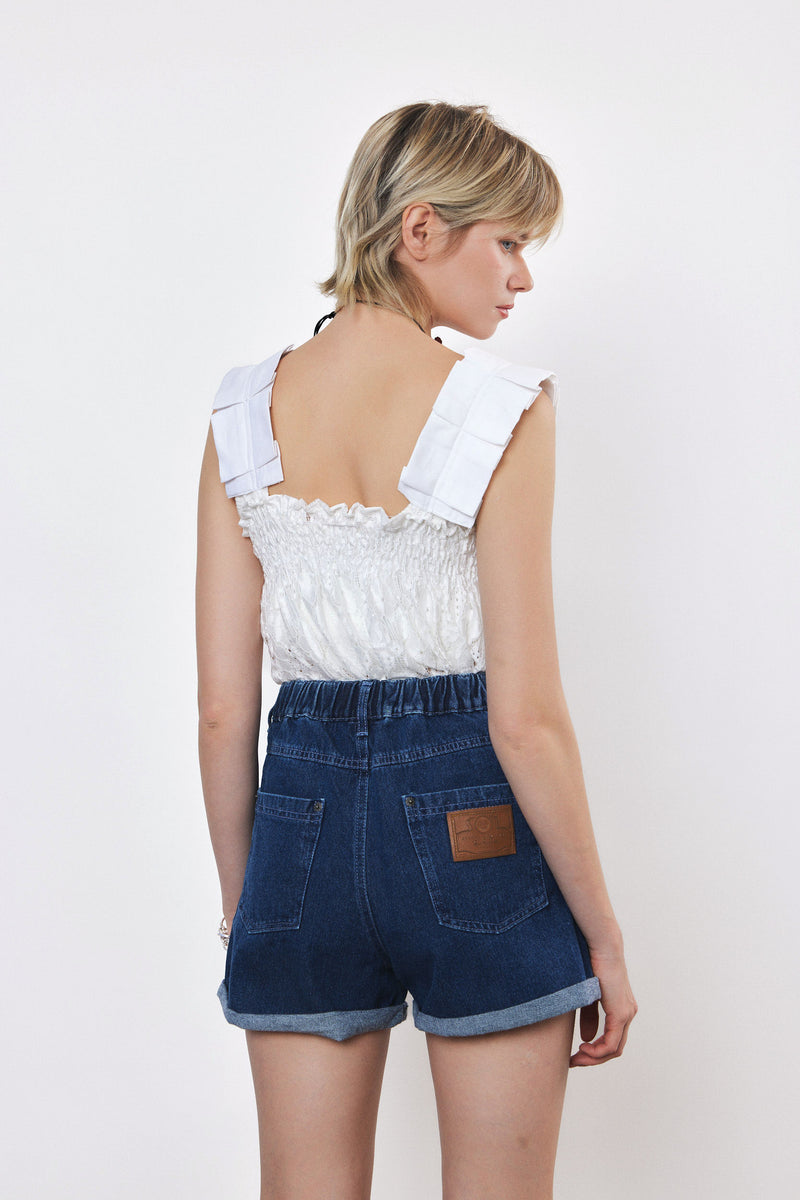 ⛵️Spring/Summer 2025 - Helena- Ruffle-Trim Sleeveless Top- White lace