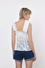 ⛵️Spring/Summer 2025 - Helena- Ruffle-Trim Sleeveless Top- White lace