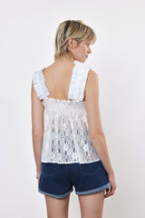⛵️Spring/Summer 2025 - Helena- Ruffle-Trim Sleeveless Top- White lace