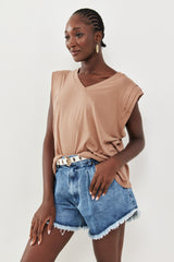 🍰 SUMMER 2026 -  Henrietta V Tank - Milk Chocolate ‬ **No ribbed hem**