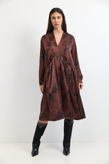 🧦Winter 2025/2026 - V dress - Brown Satin 🍂🤎