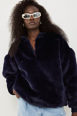 🧦 The Jacob Sweatshirt - Fake fur - Navy-thing is Possible