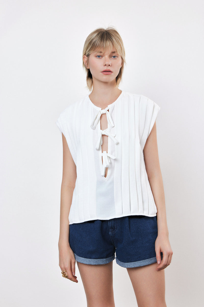 ⛵️Spring/Summer 2025 - Breeze Bow Blouse- Ice 🧊