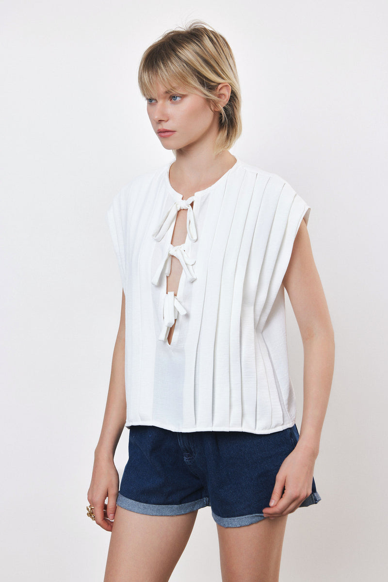 ⛵️Spring/Summer 2025 - Breeze Bow Blouse- Ice 🧊