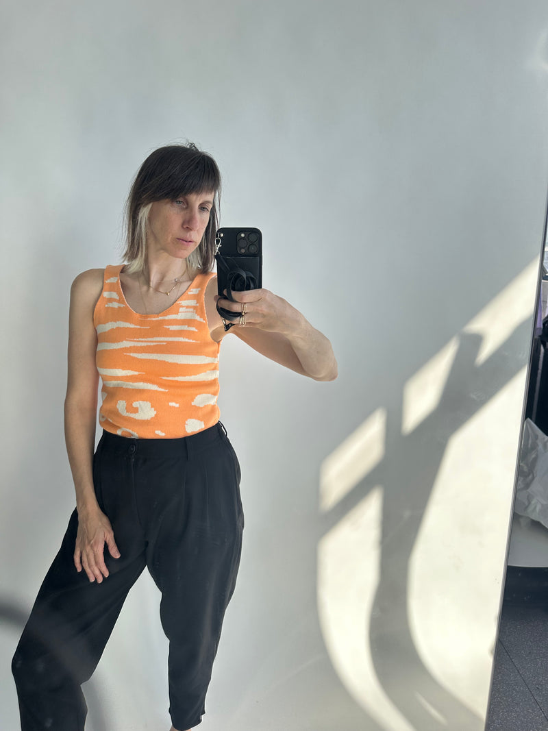 Orange & Beige Knit Vest