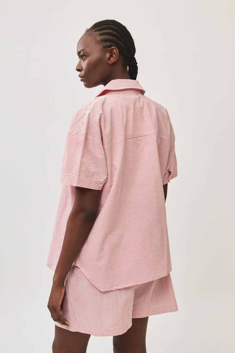 ⛵️Spring/Summer 2025 - BBQ shirt -  Brick Red Stripes