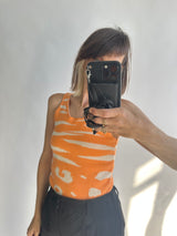 Orange & Beige Knit Vest