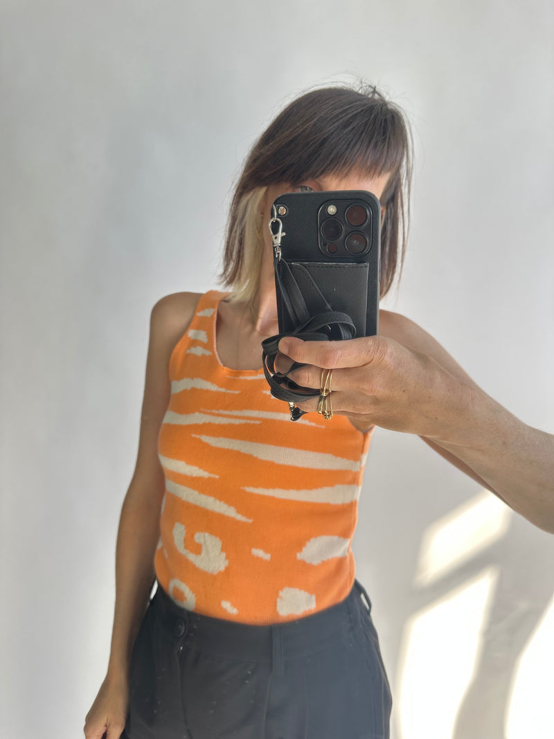 Orange & Beige Knit Vest