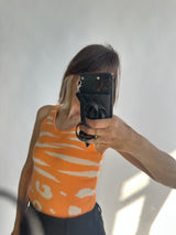 Orange & Beige Knit Vest