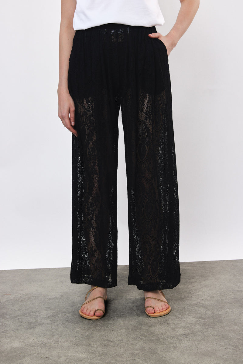 ⛵️Spring / Summer  2025  -Wear Me Forever- Pleated wide legs trouser- Black lace