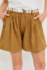 🍁 Auttum/Winter 2026/27 - 1990 Shorts- Camel Faux suede (Copy)