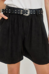 🍁 Auttum/Winter 2026/27 - 1990 Shorts- Black Faux suede