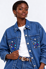 🍁 Autumn/Winter 2026/27
- Over-shirt - Blue Denim With Hand made bedazzling. Each piece features a unique combination of stones