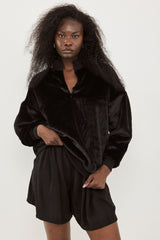 🧦 The Jacob Sweatshirt - Fake fur - Classic Black