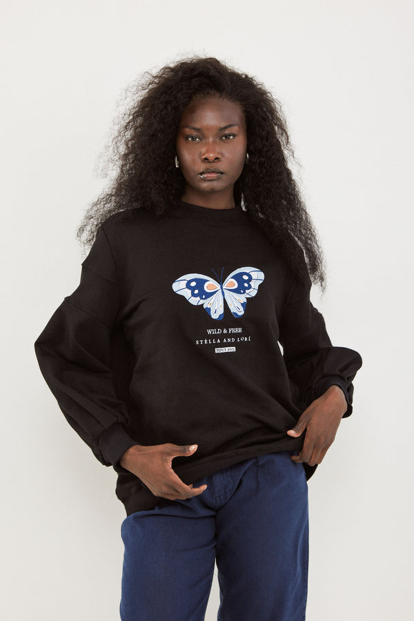 🧦Autumn/Winter 2025/2026 - Sara Sweatshirt - Black - Butterfly 🦋