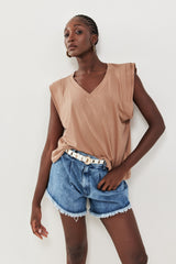 🍰 SUMMER 2026 -  Henrietta V Tank - Milk Chocolate ‬ **No ribbed hem**