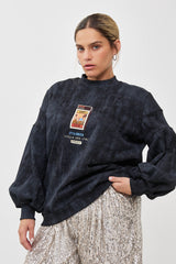 🧦Autumn/Winter 2025/2026 - Sara Sweatshirt - Black - Distressed Dark Grey