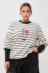 🧦Autumn/Winter 2025/2026- The Lot Sweatshirt - furry friends (Black and White) Blue and Red embroidery