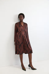 🧦Winter 2025/2026 - V dress - Brown Satin 🍂🤎