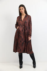 🧦Winter 2025/2026 - V dress - Brown Satin 🍂🤎