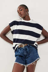🍰 Summer 2026 - Adam and Eve   T shirt - Wide stripes in Blue