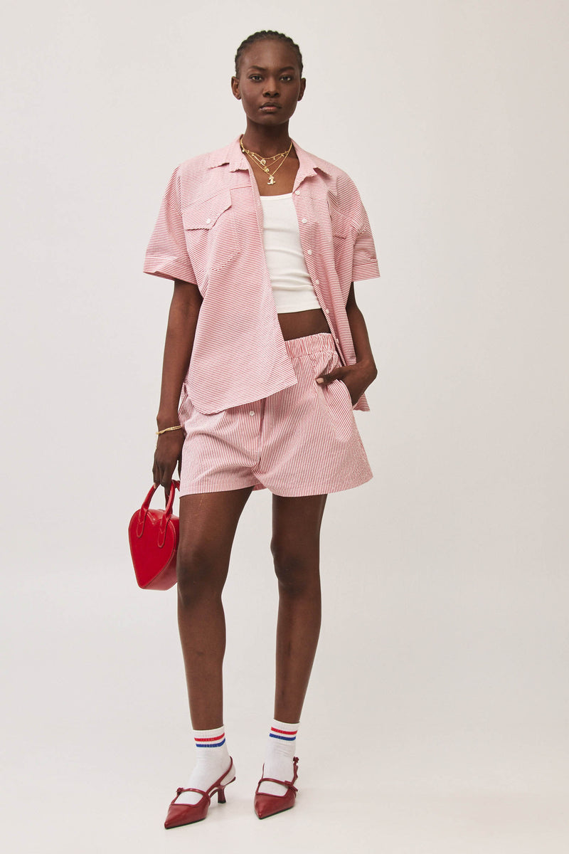 ⛵️Spring/Summer 2025 - BBQ shorts - Brick Red Stripes