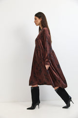 🧦Winter 2025/2026 - V dress - Brown Satin 🍂🤎