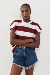 🍰 Summer 2026 - Adam and Eve   T shirt - Wide stripes in Burgundy