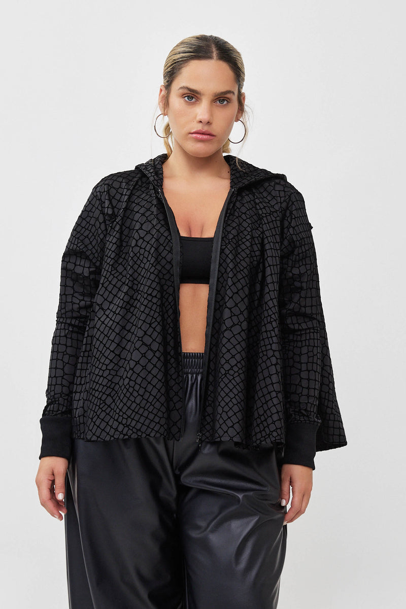 🧦 Autumn/Winter 2025/2026- The Bun zip up hoodie - BLACK SNAKE (NYLON)