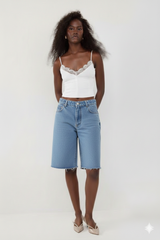 🍰 Spring 2026 - Now denim  - Raw Edge Bermuda- Light Blue