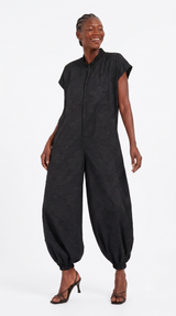 🍰 Summer 2026  - Pepe Maxi Jumpsuit - Black embroidery - Black On Black