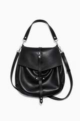 Mini Bencku- Smooth Black Leather Hobo Handbag- Black is always a good idea