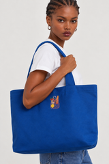 🫦 NEW 🫦- Canvas bag- Deep Blue with basket embroidery