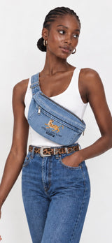 We ❤️ Denim- Denim Embroidered Belt Bag