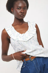 ⛵️Spring/Summer 2025 - Helena- Ruffle-Trim Sleeveless Top- White lavender